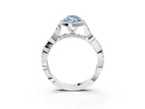 White gold Fancy Blue Marquise Cut Halo Twist Band with Four-Prong Setting_99