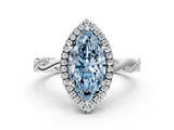 White gold Fancy Blue Marquise  Cut Halo Twisted Band Four-Prong Ring_20
