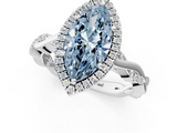 White gold Fancy Blue Marquise  Cut Halo Twisted Band Four-Prong Ring_20