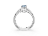 White gold Fancy Blue Marquise  Cut Milgrain Channel Set Engagement Ring with Solitaire Prong Setting_110