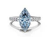 White gold Fancy Blue Marquise  Cut Pavé Band Solitaire Ring with Four-Prong Setting_63