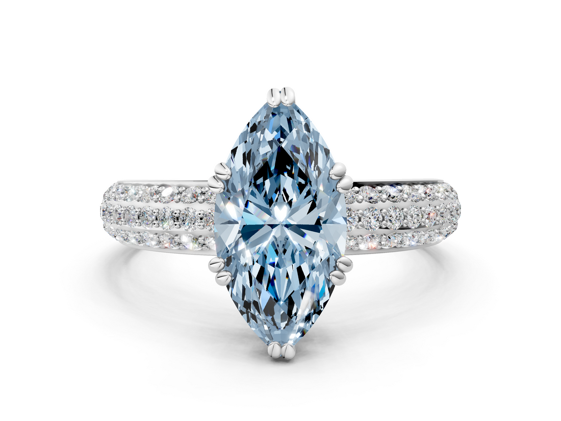 White gold Fancy Blue Marquise  Cut Pave Diamond Engagement Ring with Channel Set Band and Four-Prong Setting_20