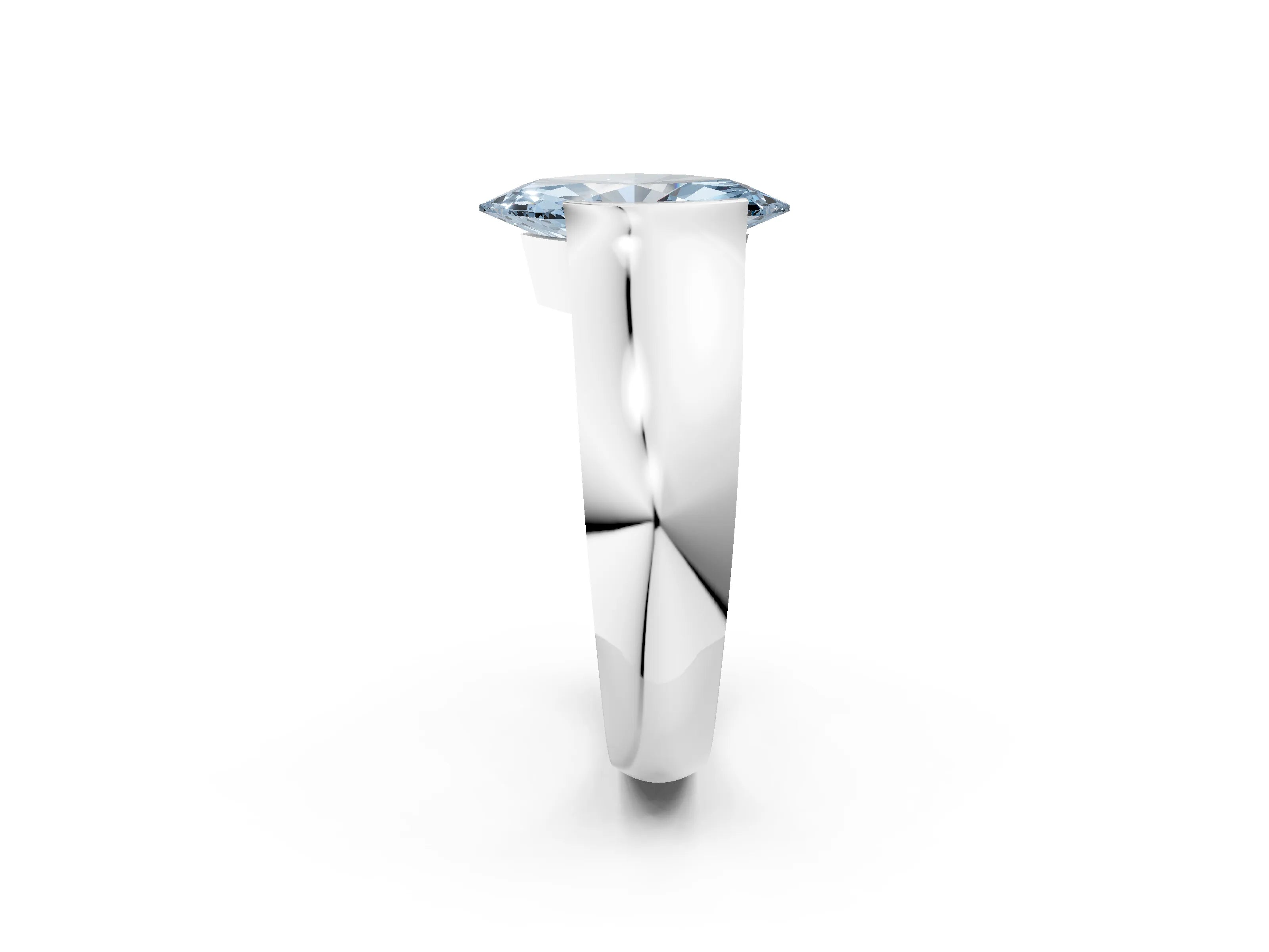 White gold Fancy Blue Marquise Cut Solitaire Bezel Set Diamond Ring with Wide Band_14