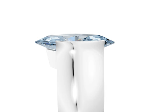 White gold Fancy Blue Marquise Cut Solitaire Bezel Set Diamond Ring with Wide Band_17