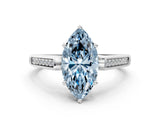 White gold Fancy Blue Marquise Cut Solitaire Cathedral Diamond Engagement Ring with Channel-Set Band and Four-Prong Setting_15