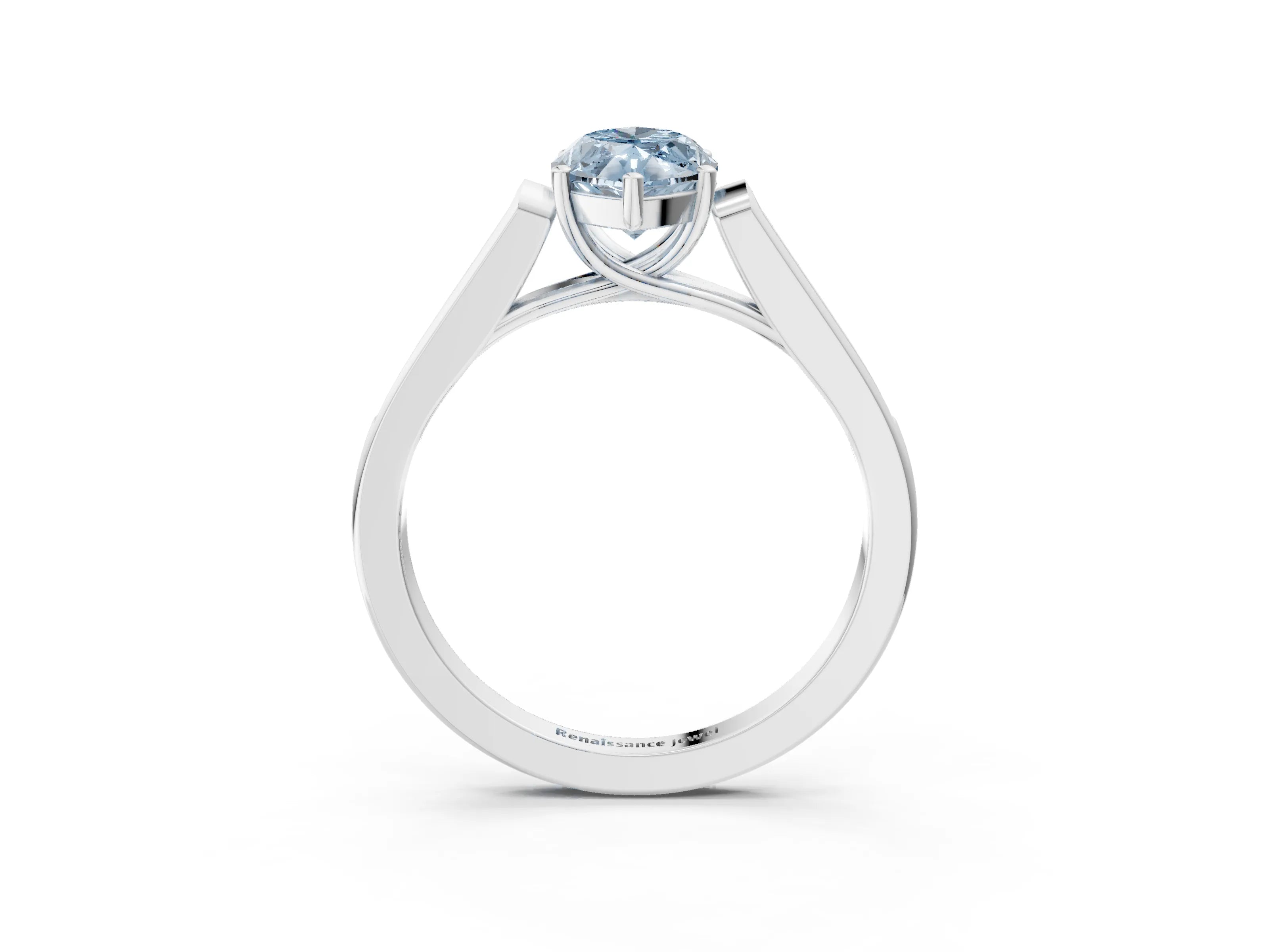 White gold Fancy Blue Marquise Cut Solitaire Cathedral Diamond Engagement Ring with Channel-Set Band and Four-Prong Setting_18