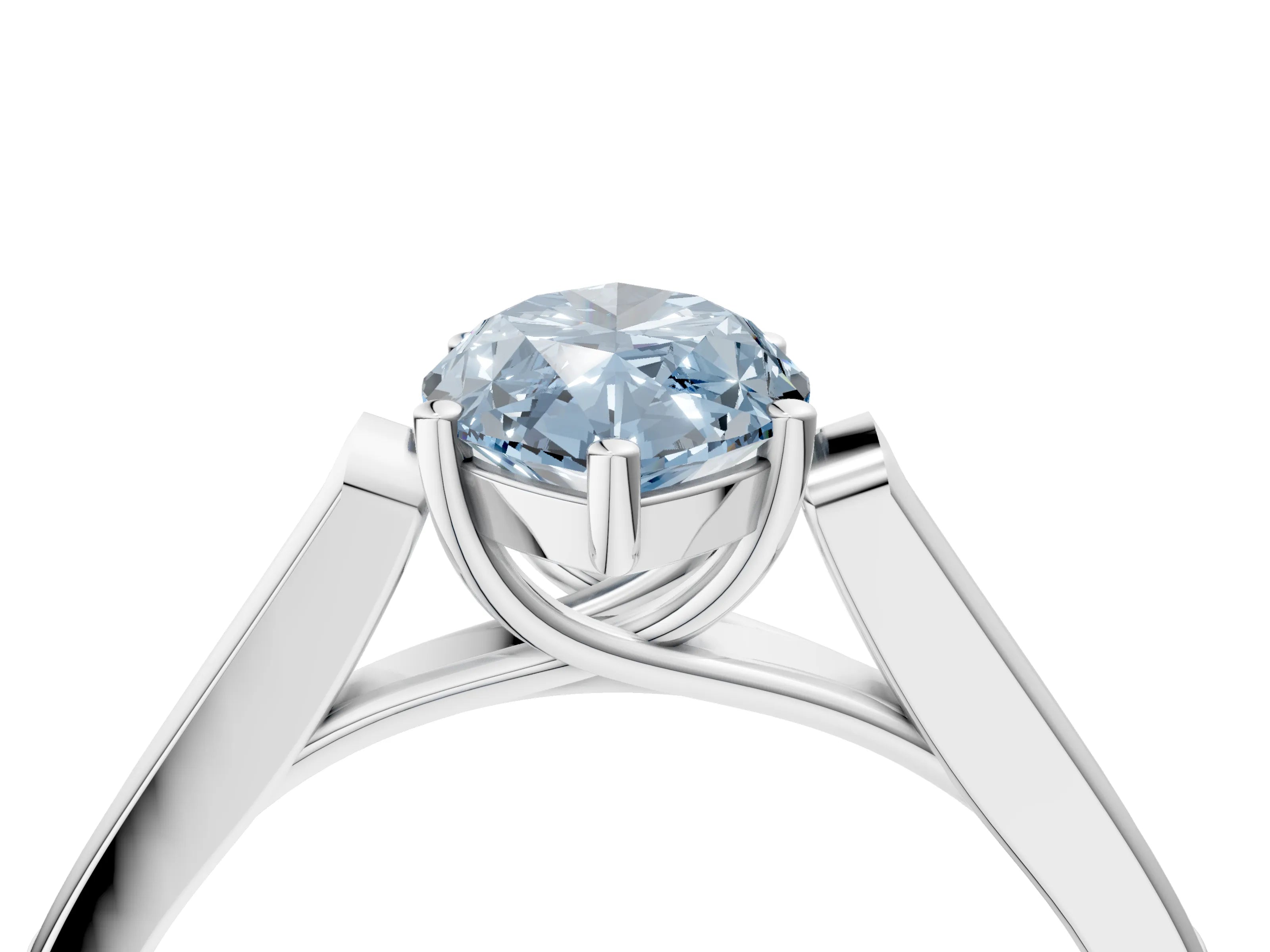 White gold Fancy Blue Marquise Cut Solitaire Cathedral Diamond Engagement Ring with Channel-Set Band and Four-Prong Setting_19