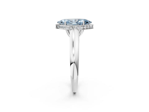 White gold Fancy Blue Marquise Cut Solitaire Diamond Engagement Ring with Four-Prong Setting and Tapered Band_14