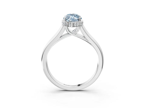 White gold Fancy Blue Marquise Cut Solitaire Diamond Engagement Ring with Four-Prong Setting and Tapered Band_15