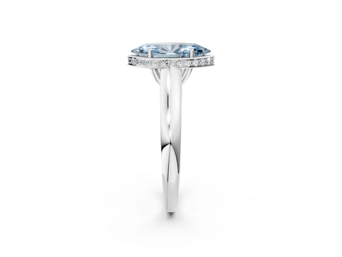 White gold Fancy Blue Marquise Cut Solitaire Diamond Engagement Ring with Four-Prong Setting and Tapered Band_2