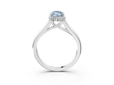 White gold Fancy Blue Marquise Cut Solitaire Diamond Engagement Ring with Four-Prong Setting and Tapered Band_3