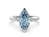 White gold Fancy Blue Marquise Cut Solitaire Diamond Engagement Ring with Twisted Pave Band and Four-Prong Setting_19