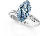 White gold Fancy Blue Marquise Cut Solitaire Diamond Engagement Ring with Twisted Pave Band and Four-Prong Setting_20