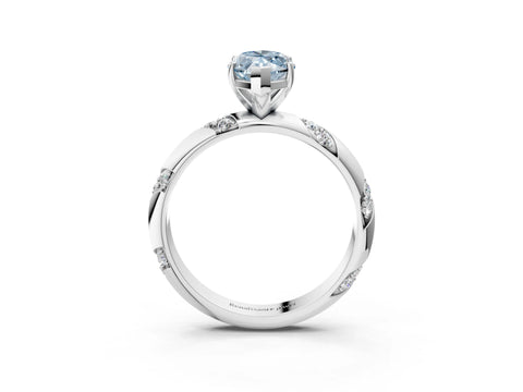 White gold Fancy Blue Marquise Cut Solitaire Diamond Engagement Ring with Twisted Pave Band and Four-Prong Setting_22
