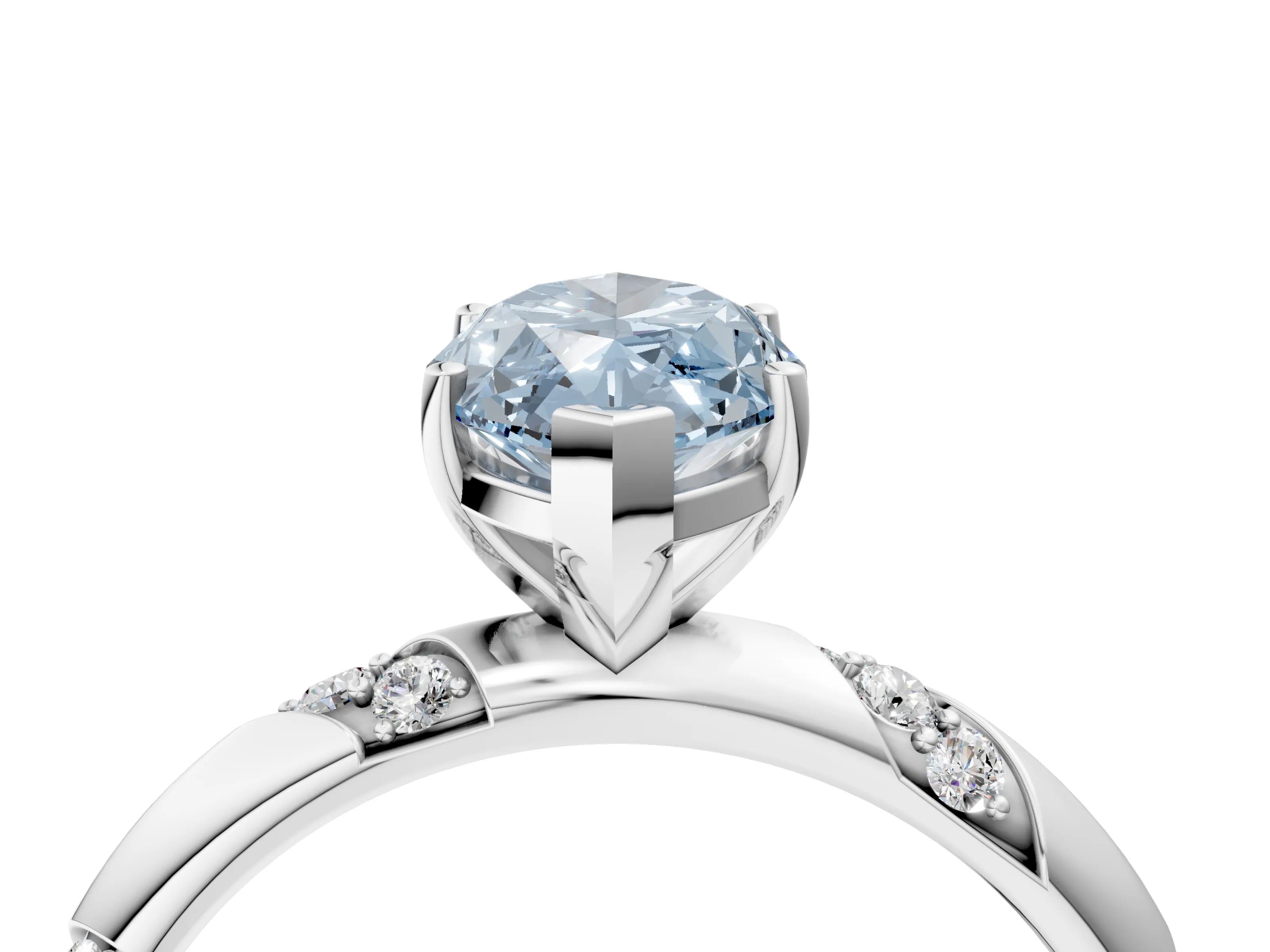 White gold Fancy Blue Marquise Cut Solitaire Diamond Engagement Ring with Twisted Pave Band and Four-Prong Setting_23
