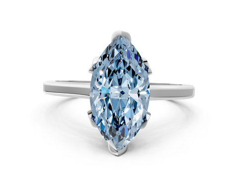 White gold Fancy Blue Marquise  Cut Solitaire Diamond Ring with Flower-Prong Setting and Classic Band_52