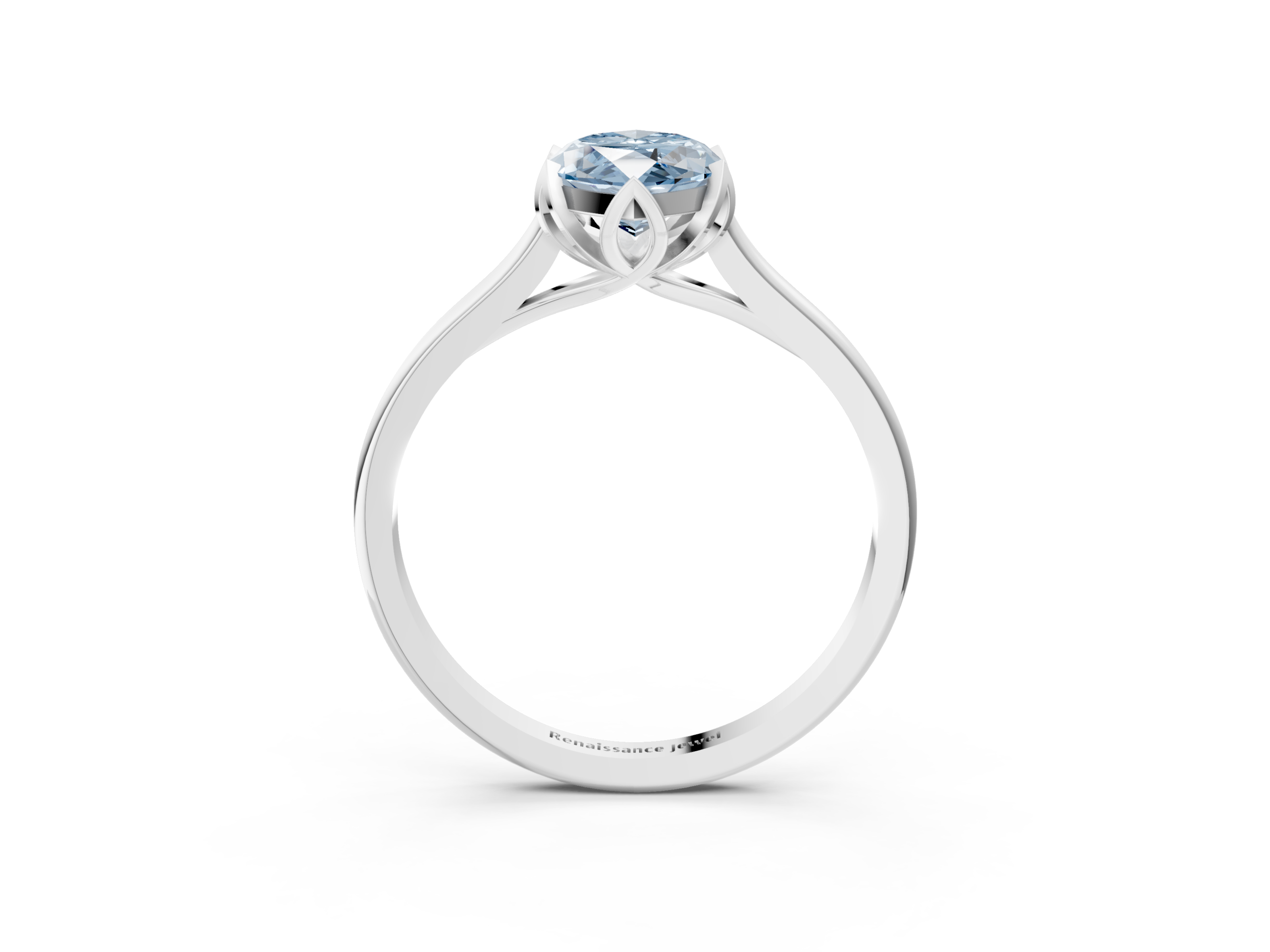 White gold Fancy Blue Marquise  Cut Solitaire Diamond Ring with Flower-Prong Setting and Classic Band_55