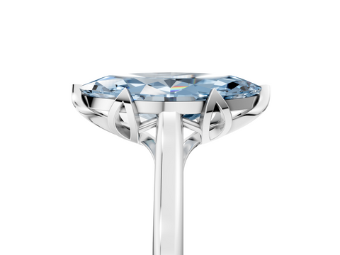 White gold Fancy Blue Marquise  Cut Solitaire Diamond Ring with Flower-Prong Setting and Classic Band_57
