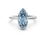 White gold Fancy Blue Marquise Cut Solitaire Diamond Ring with Prong Setting and Plain Band_12