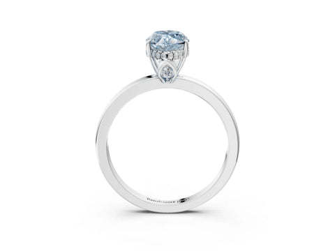 White gold Fancy Blue Marquise Cut Solitaire Diamond Ring with Prong Setting and Plain Band_15