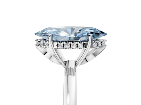 White gold Fancy Blue Marquise Cut Solitaire Diamond Ring with Prong Setting and Plain Band_17