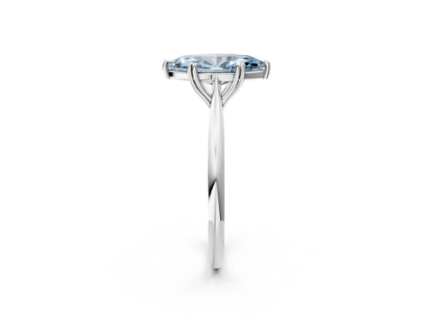 White gold Fancy Blue Marquise Cut Solitaire Diamond Ring with Six-Prong Setting and Classic Band_2