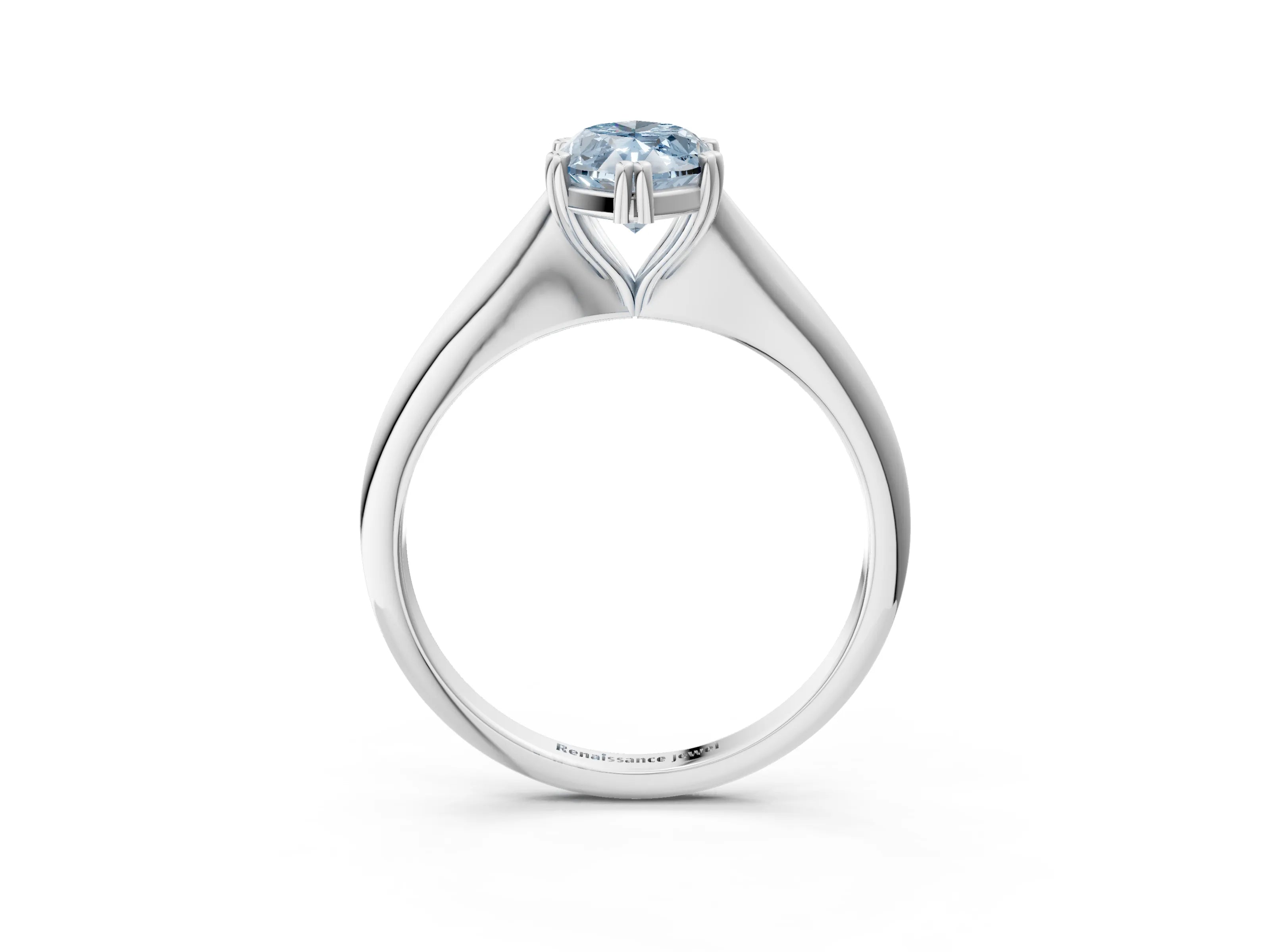White gold Fancy Blue Marquise Cut Solitaire Diamond Ring with Six-Prong Setting and Classic Band_3