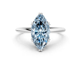 White gold Fancy Blue Marquise Cut Solitaire Diamond Ring with Six-Prong Setting and Classic Band_88