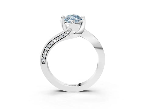 White gold Fancy Blue Marquise Cut Solitaire Diamond Twist Band with Pavé Setting and Four-Prong Setting_15