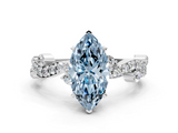 White gold Fancy Blue Marquise  Cut Solitaire Diamond Twisted Band with Pave Setting_61