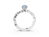 White gold Fancy Blue Marquise  Cut Solitaire Diamond Twisted Band with Pave Setting_65