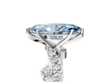 White gold Fancy Blue Marquise  Cut Solitaire Diamond Twisted Band with Pave Setting_67