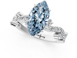 White gold Fancy Blue Marquise  Cut Solitaire Diamond Twisted Band with Pave Setting_68