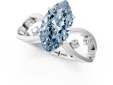 White gold Fancy Blue Marquise  Cut Solitaire Diamond with Side Stones on Criss-Cross Band and Four-Prong Setting_4