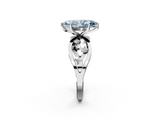 White gold Fancy Blue Marquise  Cut Solitaire Diamond with Side Stones on Criss-Cross Band and Four-Prong Setting_5