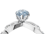 White gold Fancy Blue Marquise  Cut Solitaire Diamond with Side Stones on Criss-Cross Band and Four-Prong Setting_7