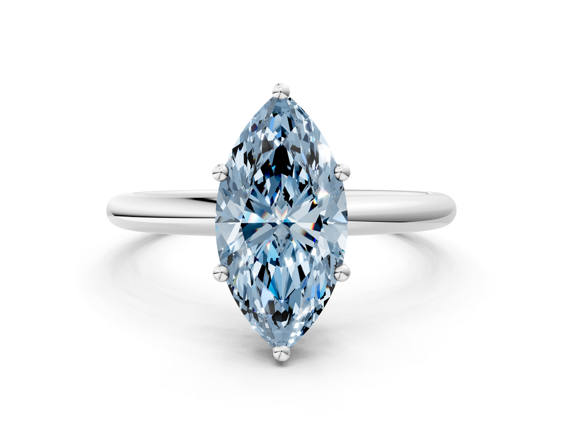 White gold Fancy Blue Marquise  Cut Solitaire Engagement Ring with Four-Prong Setting and Classic Band_20