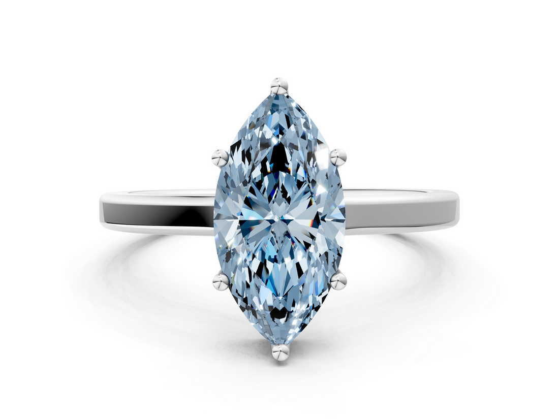 White gold Fancy Blue Marquise  Cut Solitaire Engagement Ring with Four-Prong Setting on a Classic Band_20