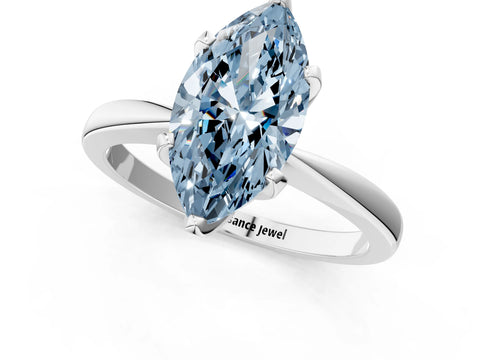 White gold Fancy Blue Marquise Cut Solitaire Engagement Ring with Six-Prong Setting and Tapered Band_1