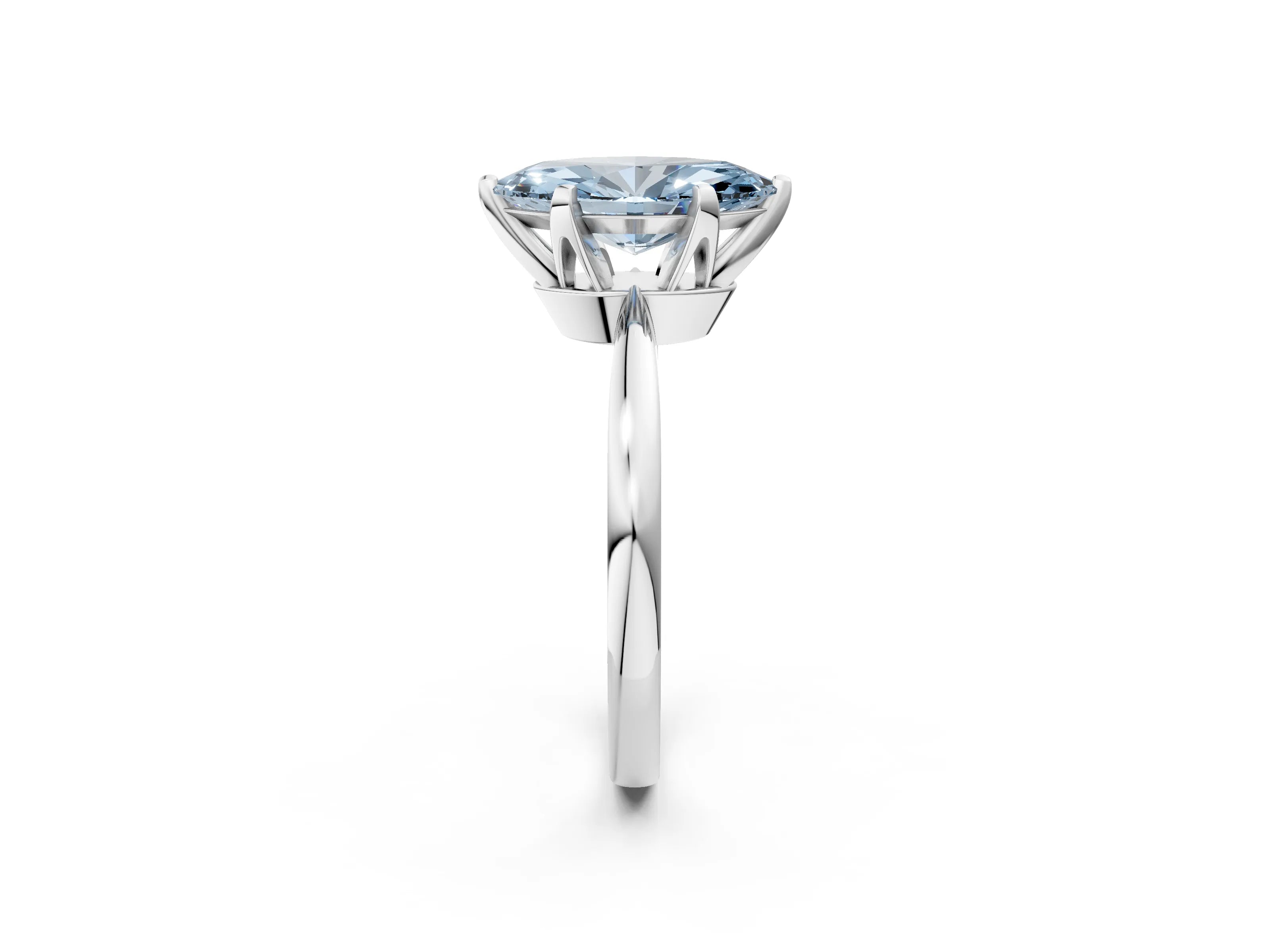 White gold Fancy Blue Marquise Cut Solitaire Engagement Ring with Six-Prong Setting and Tapered Band_2
