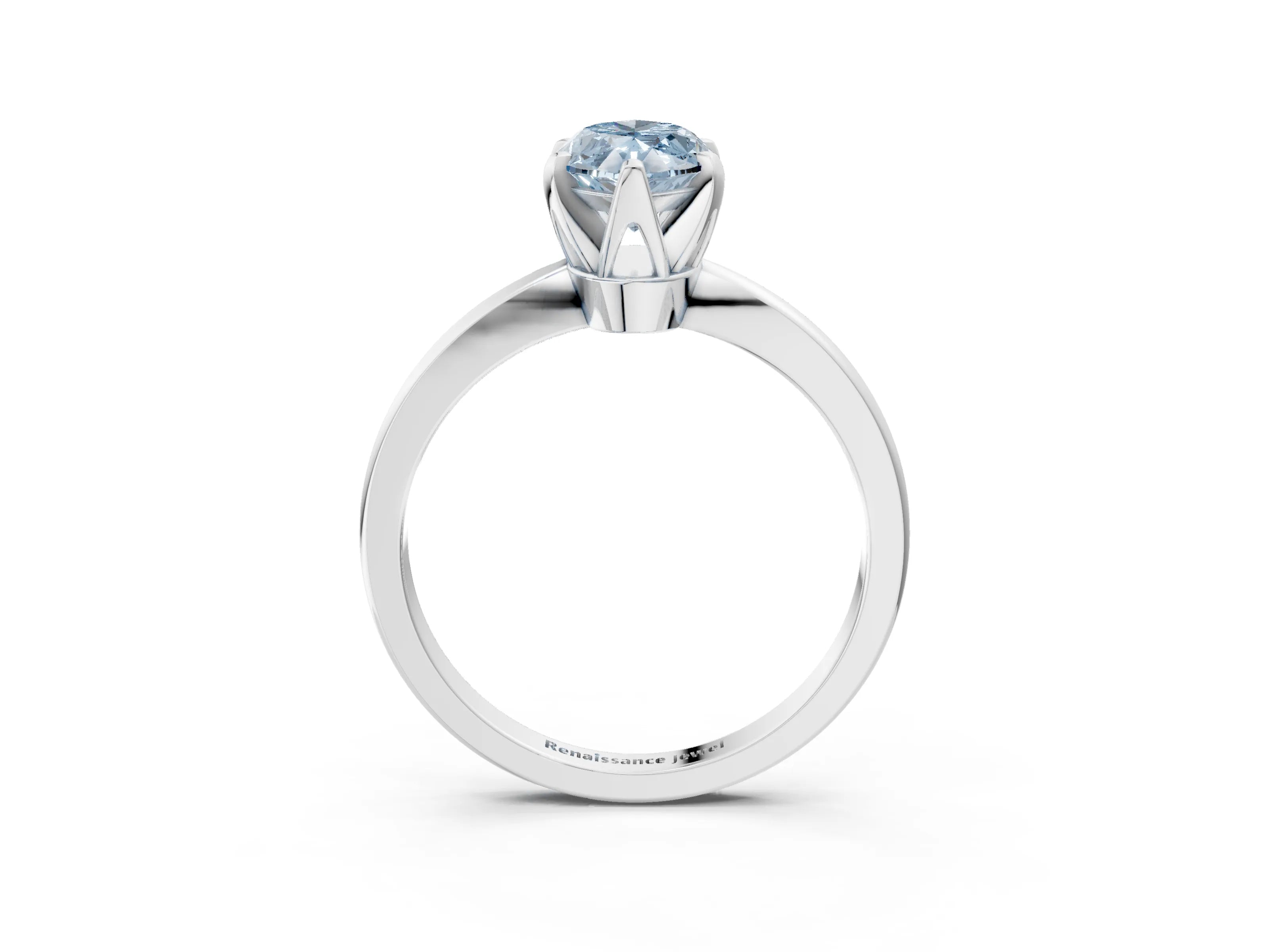 White gold Fancy Blue Marquise Cut Solitaire Engagement Ring with Six-Prong Setting and Tapered Band_3