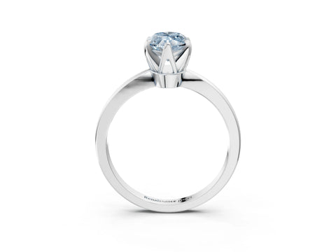 White gold Fancy Blue Marquise Cut Solitaire Engagement Ring with Six-Prong Setting and Tapered Band_3