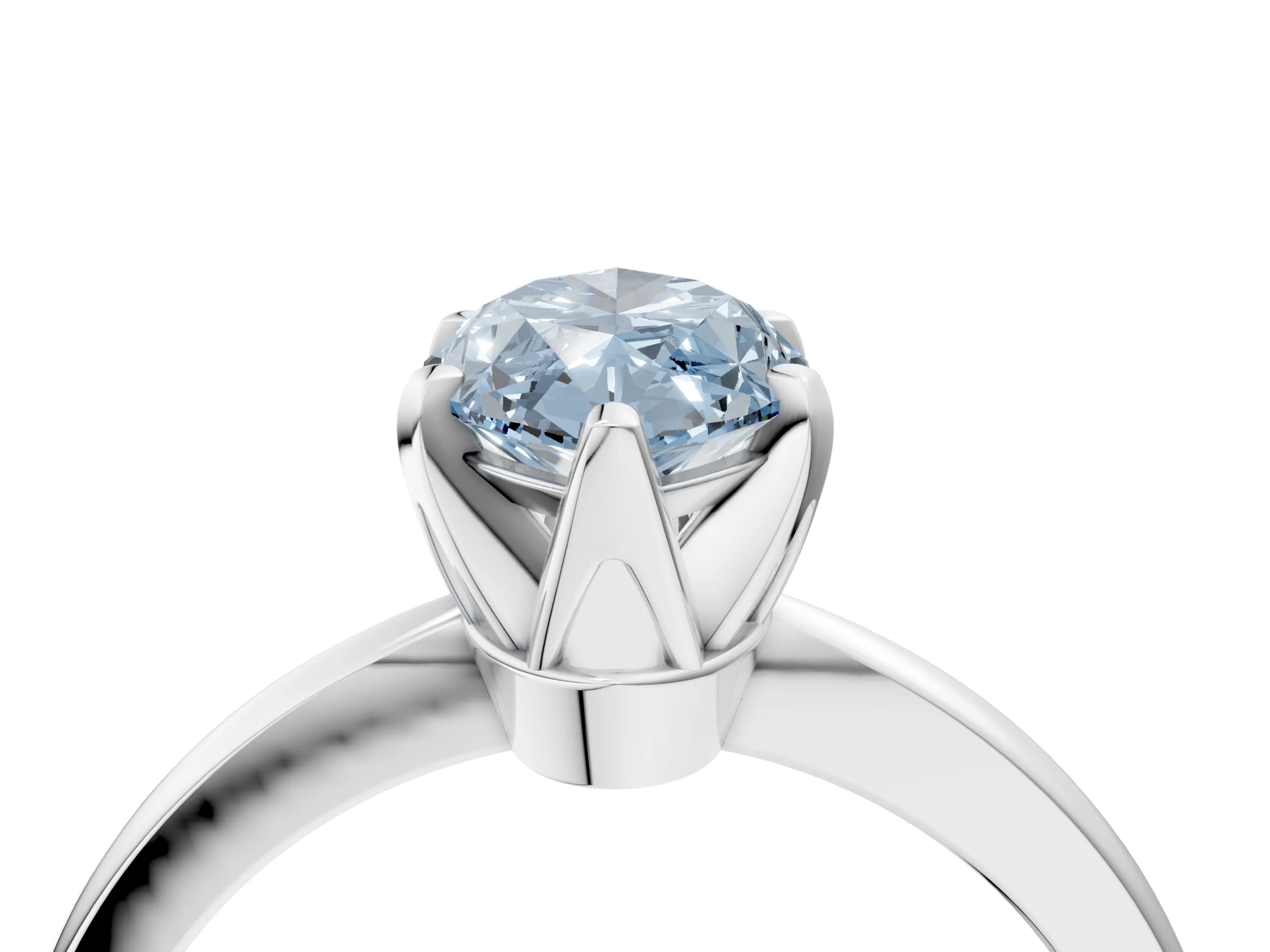 White gold Fancy Blue Marquise Cut Solitaire Engagement Ring with Six-Prong Setting and Tapered Band_4