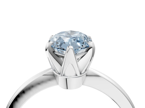 White gold Fancy Blue Marquise Cut Solitaire Engagement Ring with Six-Prong Setting and Tapered Band_4