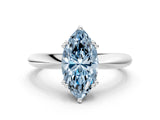 White gold Fancy Blue Marquise  Cut Solitaire Engagement Ring with Tapered Band and Four-Prong Setting 1