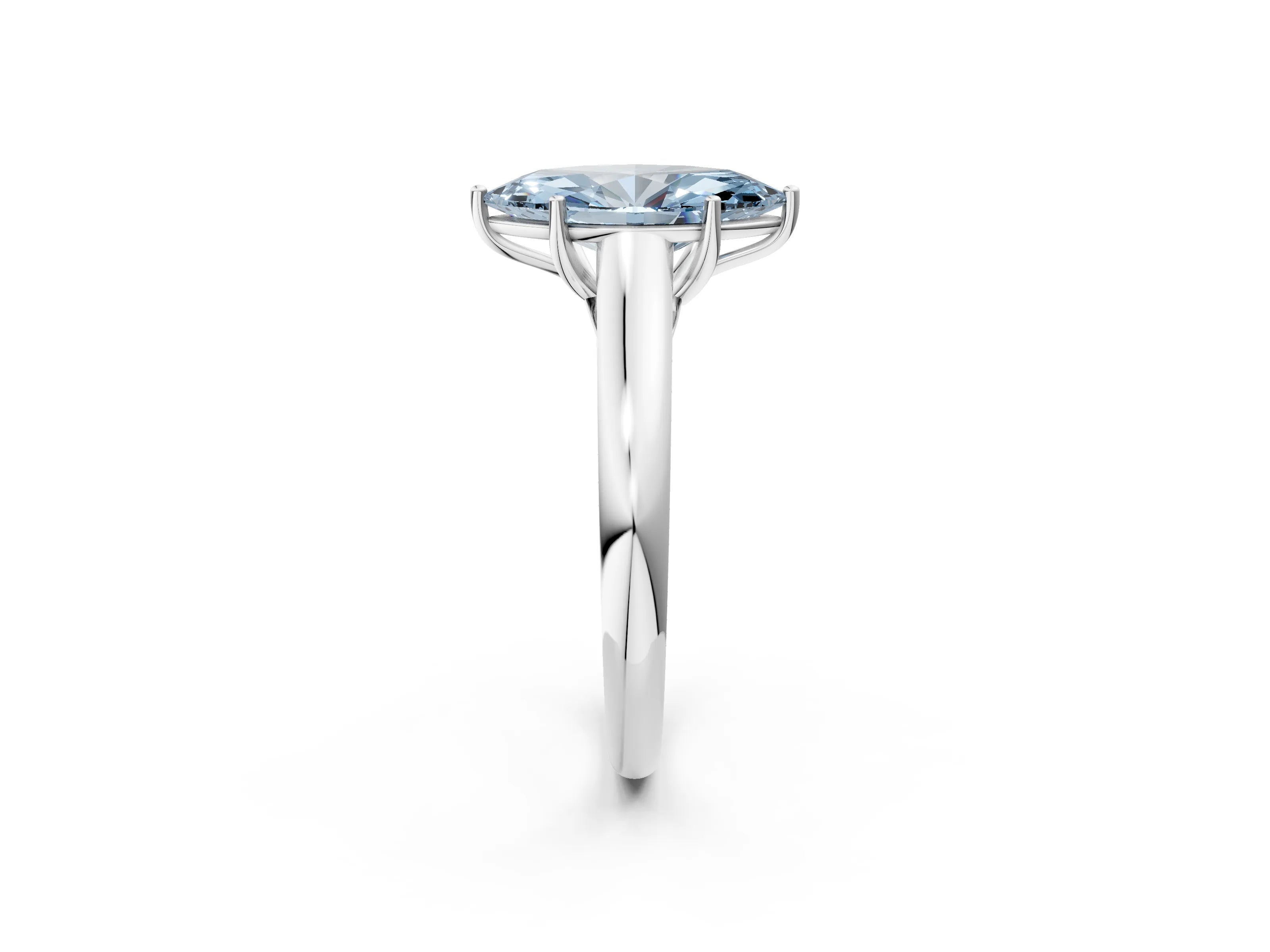 White gold Fancy Blue Marquise Cut Solitaire Engagement Ring with Tapered Band and Four-Prong Setting_17