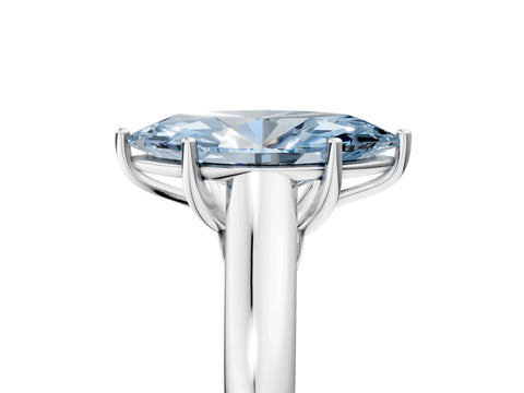 White gold Fancy Blue Marquise Cut Solitaire Engagement Ring with Tapered Band and Four-Prong Setting_20