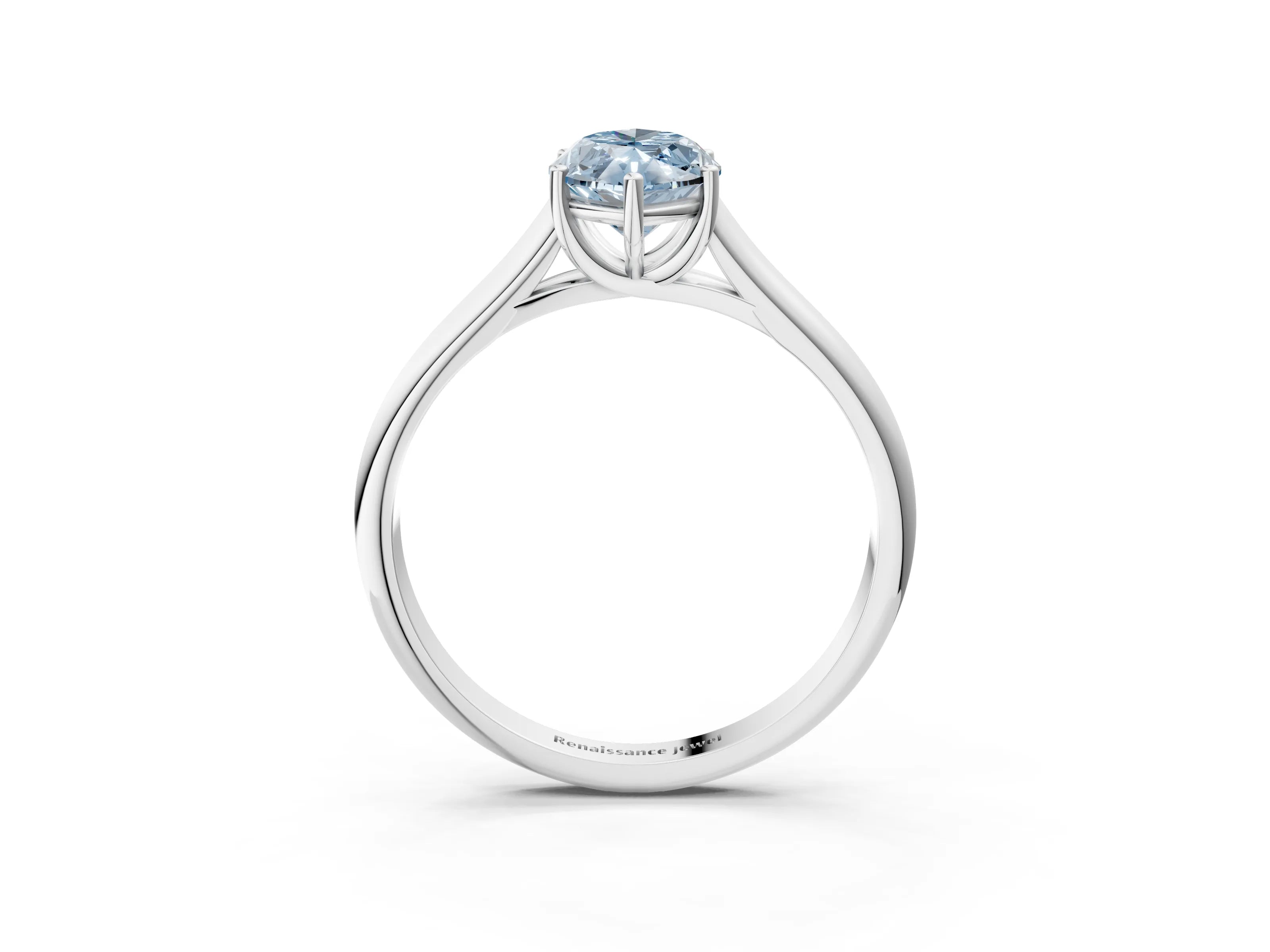 White gold Fancy Blue Marquise Cut Solitaire Engagement Ring with Tapered Band and Four-Prong Setting_6