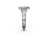 White gold Fancy Blue Marquise  Cut Solitaire Engraved Band with Four-Prong Setting_64