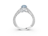 White gold Fancy Blue Marquise  Cut Solitaire Engraved Band with Four-Prong Setting_65